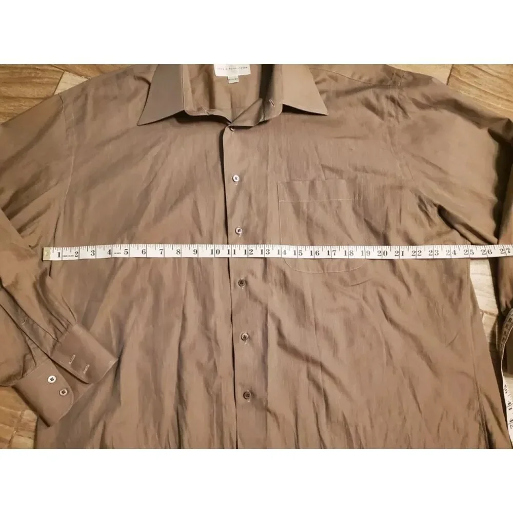 John W. Nordstrom Men's Dress Shirt Size 17 1/2-34 Olive Green Embroidered JWN - Picture 5 of 6